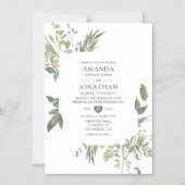 Greenery Geometric Wedding Magnetische Uitnodiging (Voorkant)