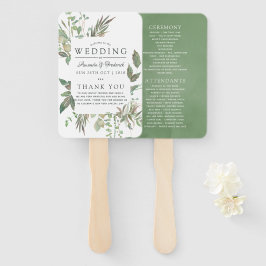 Greenery Geometric Wedding Programme Handwaaier