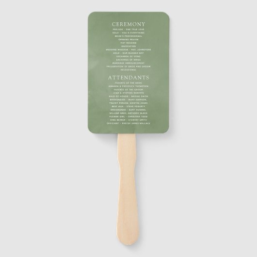 Greenery Geometric Wedding Programme Handwaaier (Achterkant)