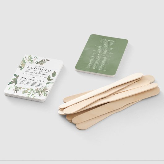 Greenery Geometric Wedding Programme Handwaaier (Niet-gemonteerd)