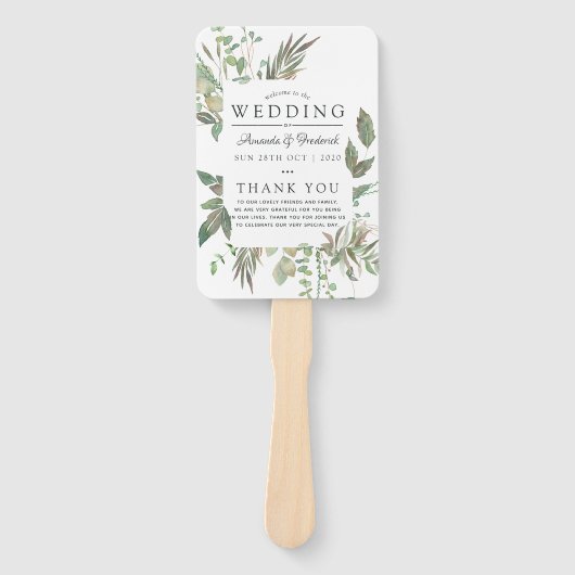 Greenery Geometric Wedding Programme Handwaaier (Voorkant)