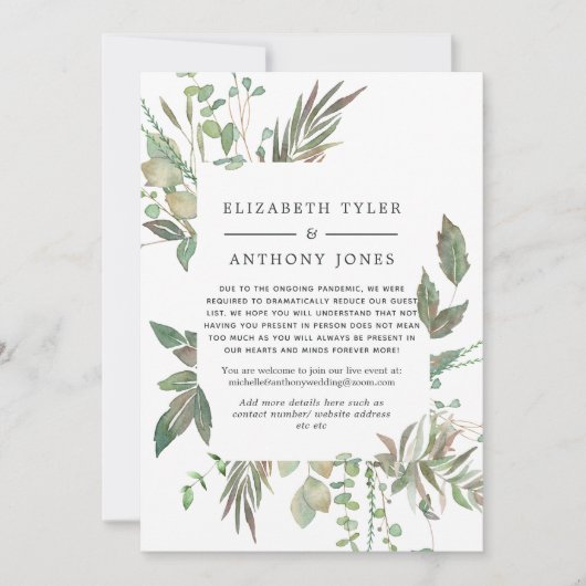 Greenery Geometric Wedding Reduced Guest List Aankondiging (Voorkant)