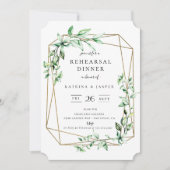 Greenery Geometric Wedding Rehearsal Dinner Kaart (Voorkant)