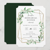 Greenery Geometric Wedding Rehearsal Dinner Kaart (Voorkant / Achterkant)