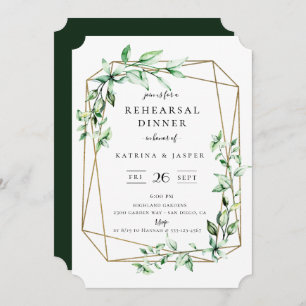 Greenery Geometric Wedding Rehearsal Dinner Kaart