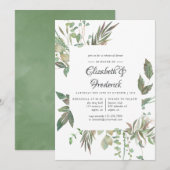 Greenery Geometric Wedding Rehearsal Dinner Kaart (Voorkant / Achterkant)