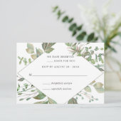 Greenery Geometric Wedding RSVP Kaartje (Staand voorkant)