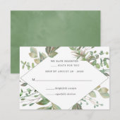 Greenery Geometric Wedding RSVP Kaartje (Voorkant / Achterkant)