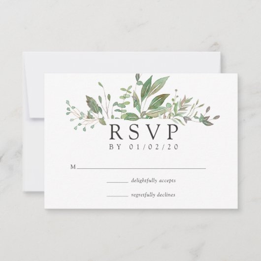 Greenery Geometric Wedding RSVP Kaartje (Voorkant)
