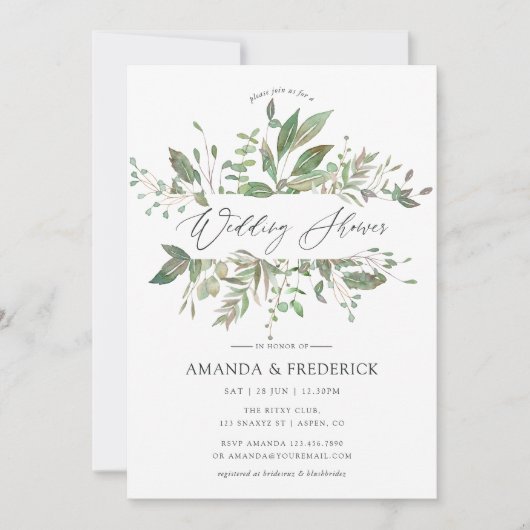 Greenery Geometric Wedding Shower Kaart (Voorkant)