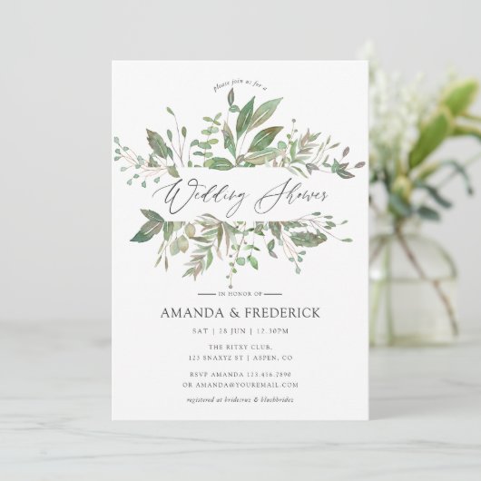 Greenery Geometric Wedding Shower Kaart (Staand voorkant)