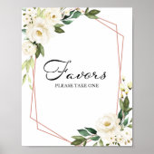 Greenery Geometric White Floral Favors Sign Poster (Voorkant)