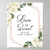 Greenery Geometric White Floral Love is Sweet Sign Poster (Voorkant)