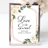 Greenery Geometric White Floral Love is Sweet Sign