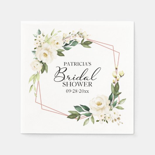 Greenery Geometric White Floral Vrijgezellenfeest Servet (Voorkant)