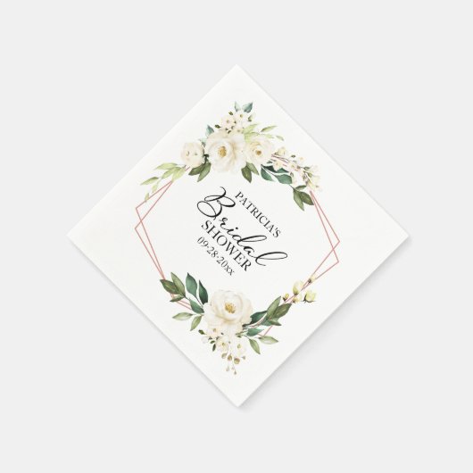 Greenery Geometric White Floral Vrijgezellenfeest Servet (Hoek)