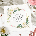 Greenery Geometric White Floral Vrijgezellenfeest Servet<br><div class="desc">Groen Geometrisch Wit Bloemen Vrijgezellenfeest Servetten</div>
