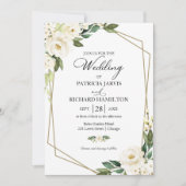Greenery Geometric White Floral Wedding Kaart (Voorkant)