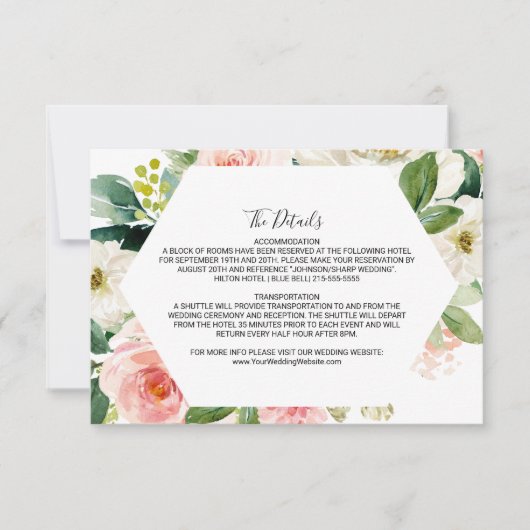 Greenery Geometrische bruiloft Details invoegen Ka Kaart (Voorkant)