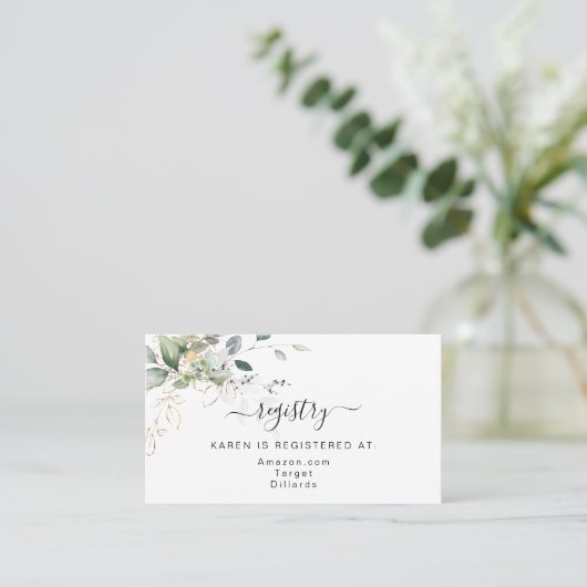 Greenery Gift Registry Enclosure Card Visitekaartje (Staand voorkant)