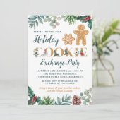 Greenery Gingerbrood Men Cookie Exchange Party Kaart (Staand voorkant)