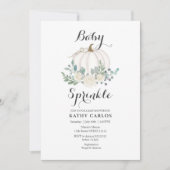 Greenery Gingham White Pumpkin Baby Sprinkle Kaart (Voorkant)