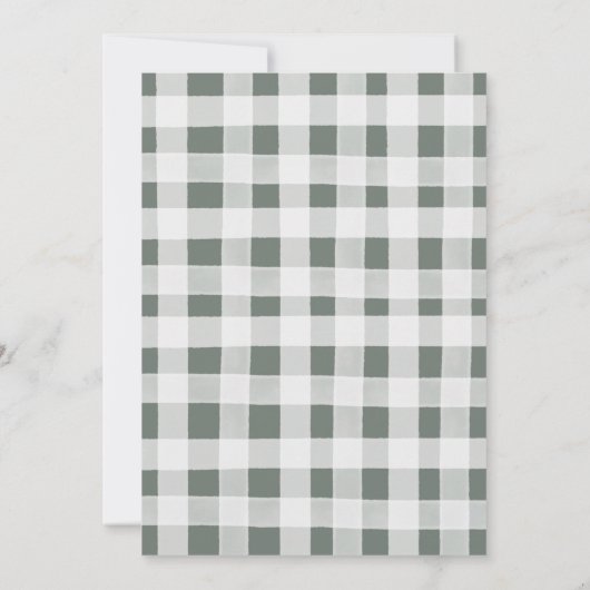 Greenery Gingham White Pumpkin Baby Sprinkle Kaart (Achterkant)