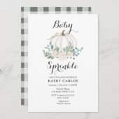 Greenery Gingham White Pumpkin Baby Sprinkle Kaart (Voorkant / Achterkant)