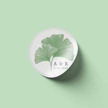 Greenery Ginkgo Tree Waterverf Wedding Monogram