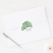 Greenery Ginkgo Tree Waterverf Wedding Monogram Ronde Sticker (Envelop)