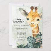Greenery Giraffe Baby shower Kaart (Voorkant)