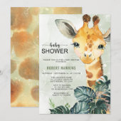 Greenery Giraffe Baby shower Kaart (Voorkant / Achterkant)