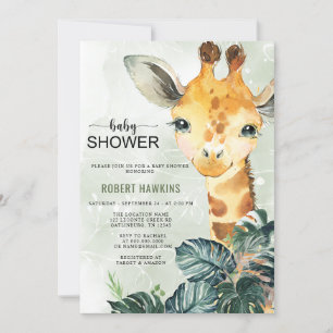 Greenery Giraffe Baby shower Kaart