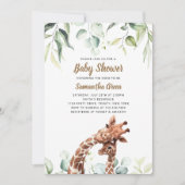 Greenery Giraffe Baby shower Kaart (Voorkant)