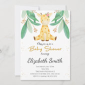 Greenery Giraffe Boy Baby shower Invite Kaart (Voorkant)