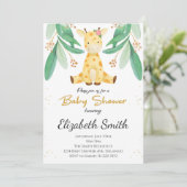 Greenery Giraffe Boy Baby shower Invite Kaart (Staand voorkant)