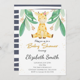 Greenery Giraffe Boy Baby shower Invite Kaart