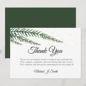 Greenery Glitter Modern Funeral Bedankkaart (Voorkant / Achterkant)