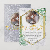 Greenery Glitter Photo Wife Jubileum Kaart (Voorkant / Achterkant)