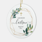 Greenery God Bless Baptized Keramisch Ornament (Links)