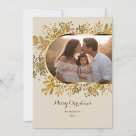 Greenery Gold Arch Modern Script Foto Kerstmis Feestdagenkaart