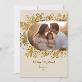 Greenery Gold Arch Modern Script Foto Kerstmis Feestdagenkaart