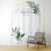 Greenery Gold Baby Shower Backdrop Photo Booth Wandkleed (In situ)