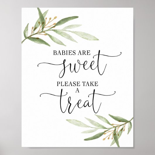 Greenery Gold baby shower bevoordeelt bord Poster (Voorkant)