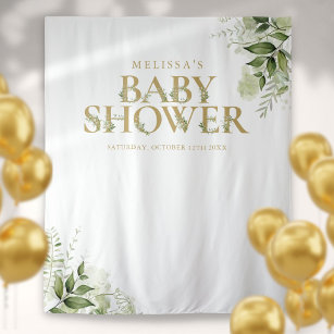 Greenery Gold Baby shower Foto achtergrond Wandkleed