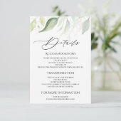 Greenery Gold Botanical Leaves Accommodations Informatiekaartje (Staand voorkant)