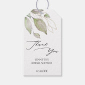 Greenery Gold Botanical Leaves Bedankt Cadeaulabel (Voorkant)
