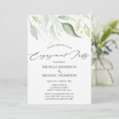 Greenery Gold Botanical Leaves Engagement Kaart (Staand voorkant)