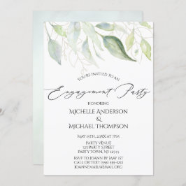 Greenery Gold Botanical Leaves Engagement Kaart
