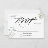 Greenery Gold Botanical Leaves RSVP Card (Voorkant)